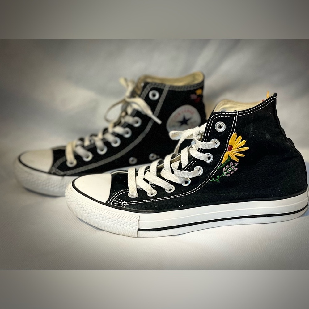 Black Converse High Top with Embroidery